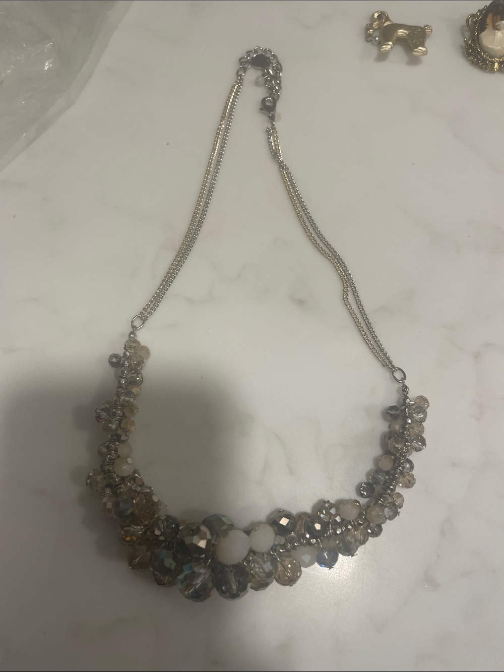 Crystal Statement Necklace - Silver and Clear